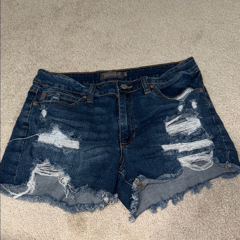 Just USA Women's Ripped Blue Jean Shorts